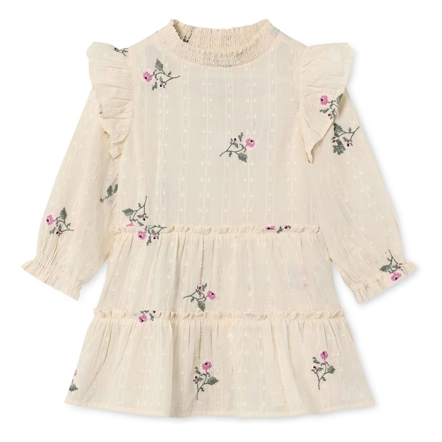 Fliink Ecru Flower Dobby Dress