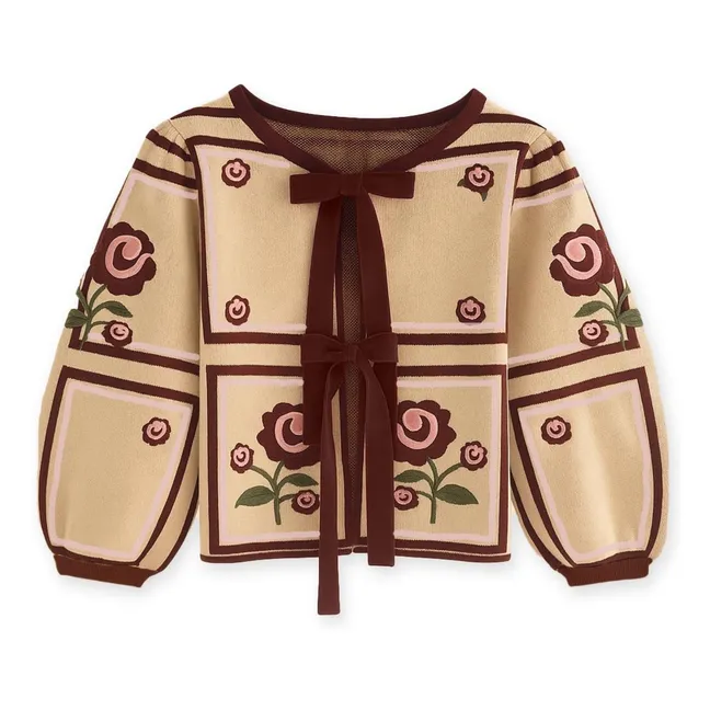 Strickjacke Charlotte Blumen Bio-Baumwolle | Seidenfarben