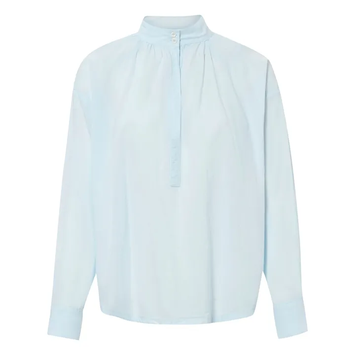 Blouse Corey Popeline de Coton | Bleu ciel- Image produit n°0