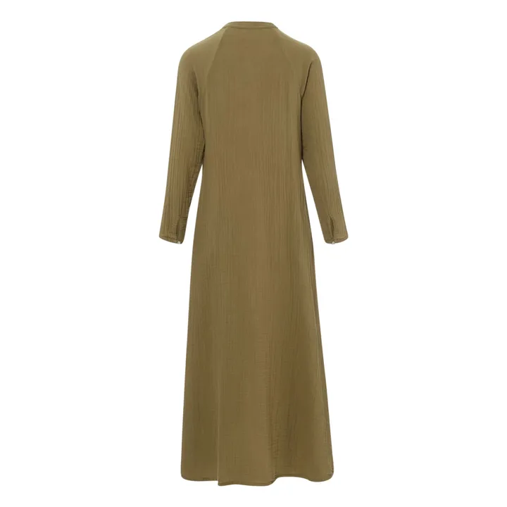 Robe Tabitha Gaze de Coton | Vert kaki- Image produit n°1