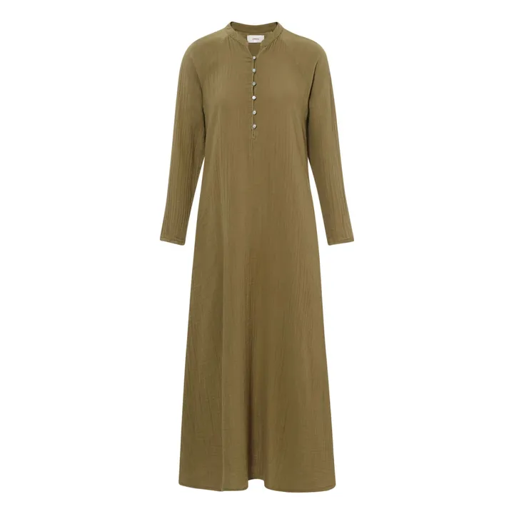Robe Tabitha Gaze de Coton | Vert kaki- Image produit n°0