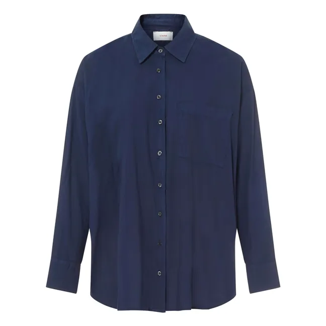 Camisa Sydney de popelina de algodón | Azul Marino