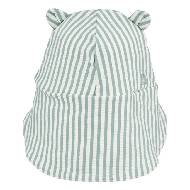 Senia Seersucker Rayas Gorro Anti-UV Fibras Recicladas | Verde