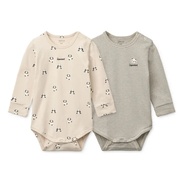 2er-Pack Bodies Yanni Pandas Bio-Baumwolle | Beige