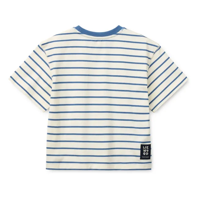 Camiseta de algodón orgánico a rayas Tyler | Azul