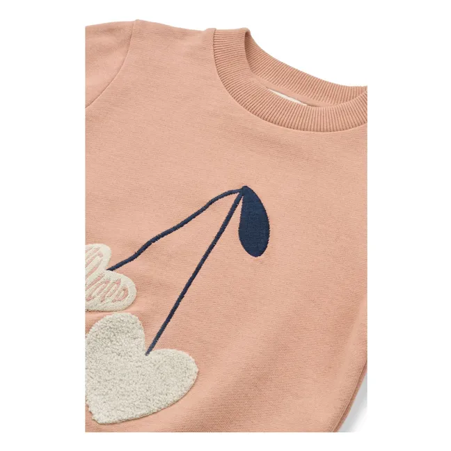 Sweat Thora Cœurs Coton Bio | Rose