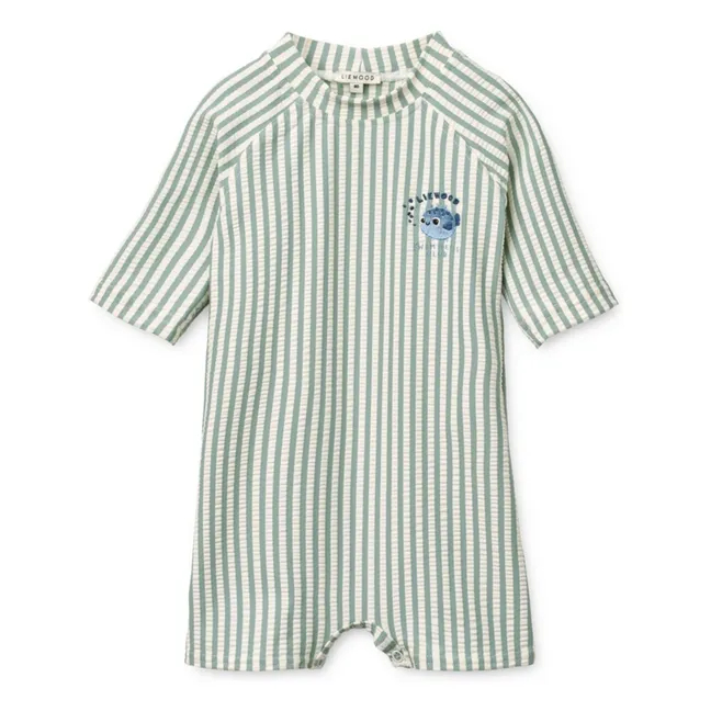 Traje de neopreno Thor Striped Seersucker UV Protection Fibras recicladas | Verde