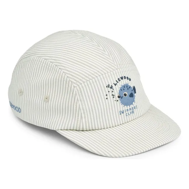 Rory Striped Seersucker Organic Cotton Cap | Green