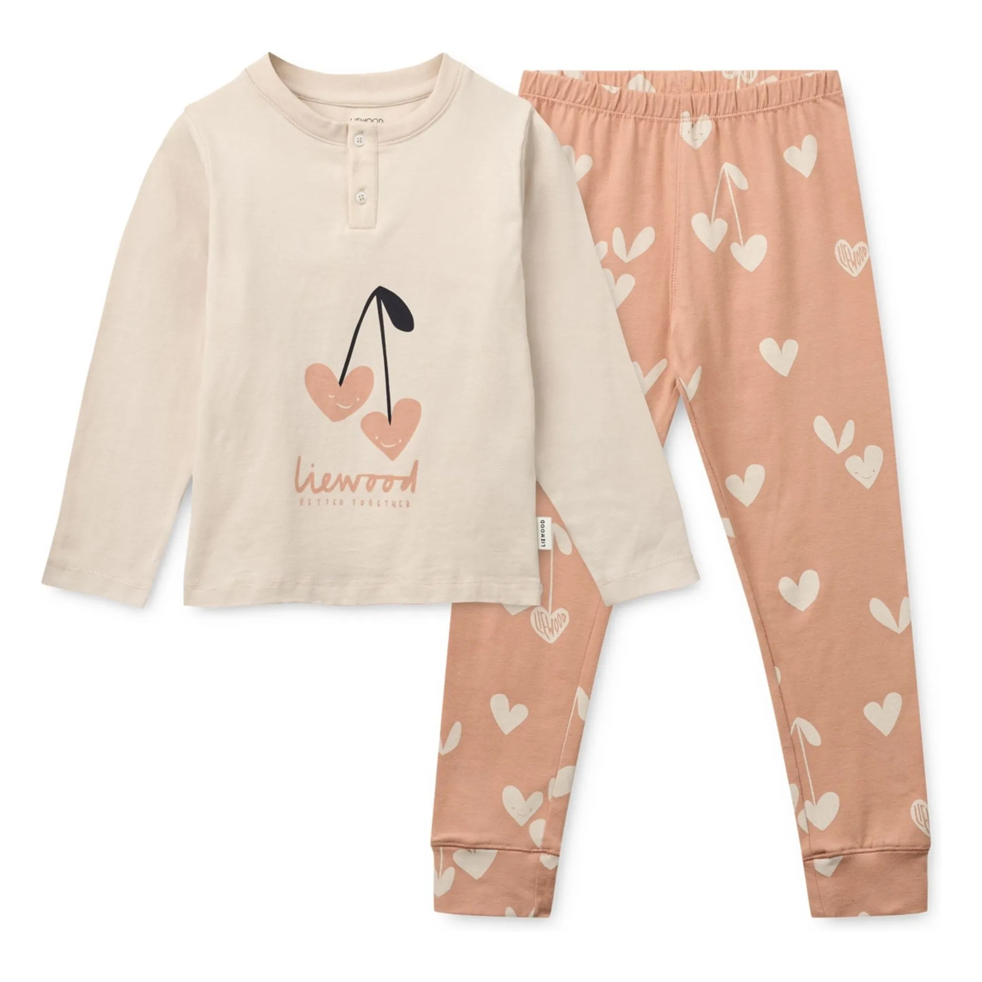 Liewood Pink Wilhelm Pyjamas Hearts Organic Cotton