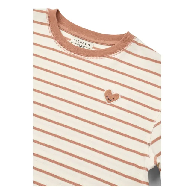 Camiseta Tyler Organic Cotton Heart Stripe | Rosa Melocotón