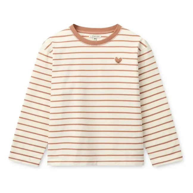Camiseta Tyler Organic Cotton Heart Stripe | Rosa Melocotón