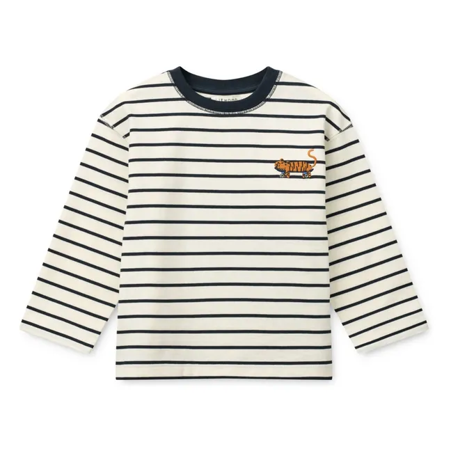 T-shirt Tyler Rayé Tigre Coton Bio | Bleu foncé