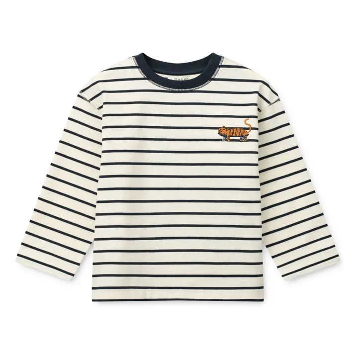 Camiseta de algodón orgánico Tyler Striped Tiger | Azul oscuro- Imagen del producto n°0