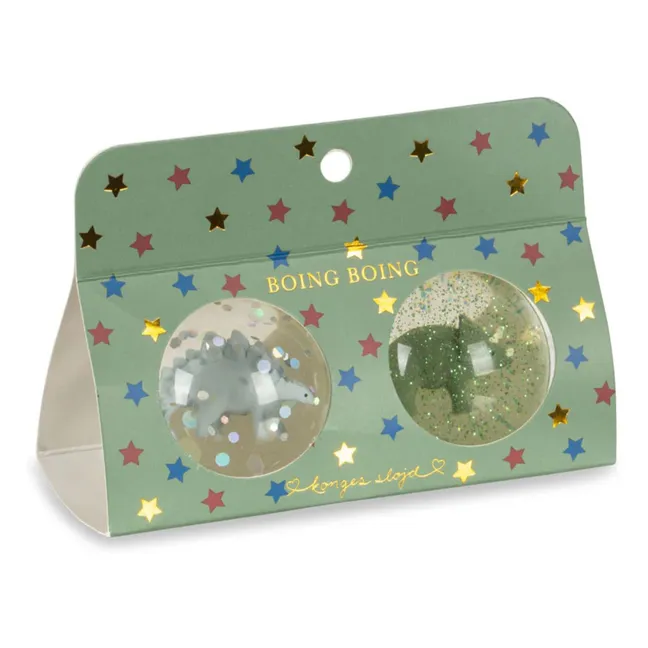 Palle rimbalzanti Dino- Set di 2 | Verde