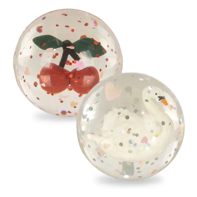 Balles rebondissantes Cherry/Swan - Set de 2 | Rouge