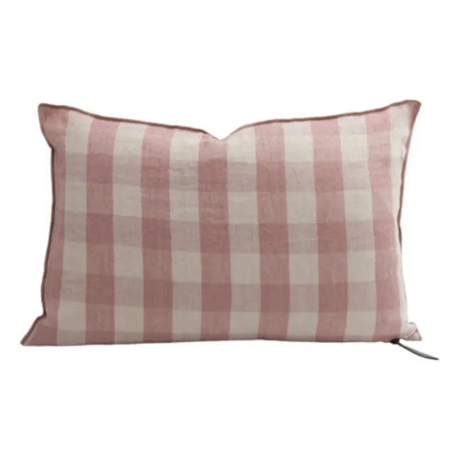Coussin en lin lavé Vichy Cottage | Bois de rose