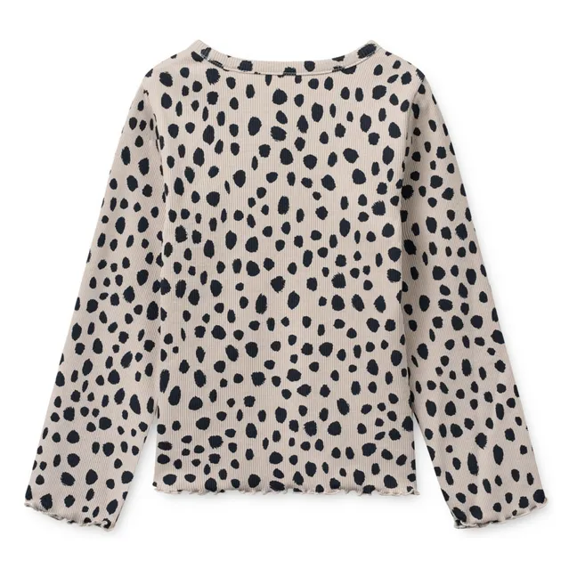 Geripptes T-Shirt Nieve Leopard Bio-Baumwolle | Hafer