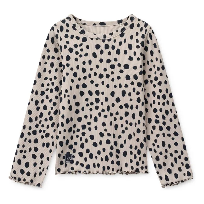 T-shirt Côtelé Nieve Léopard Coton Bio | Grège