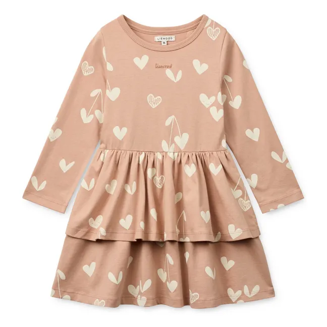 Robe Mindy Coeurs Coton Bio | Rose pêche