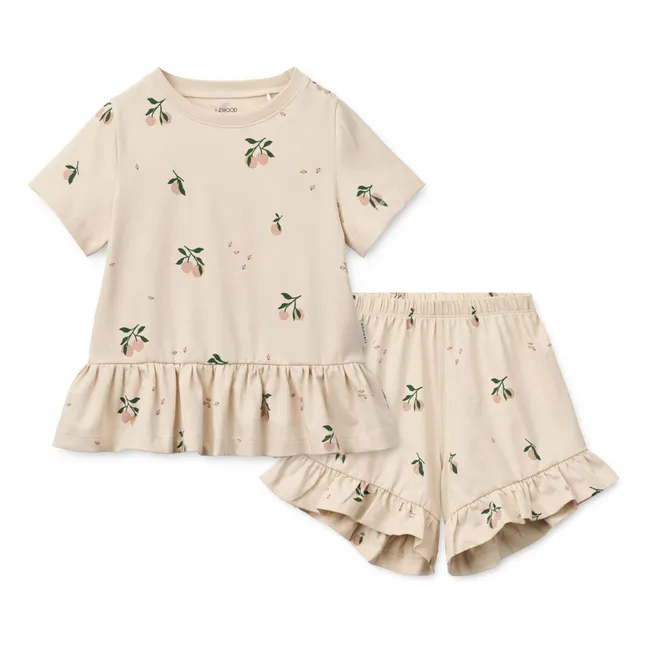 Conjunto de camiseta y pantalón corto de algodón ecológico Ilford Peach | Crudo