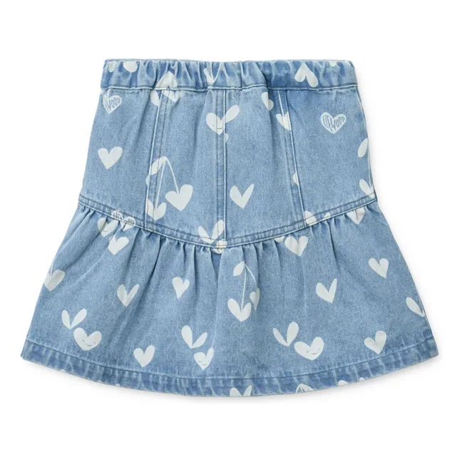 Dayla Denim Skirt Hearts | Light Blue
