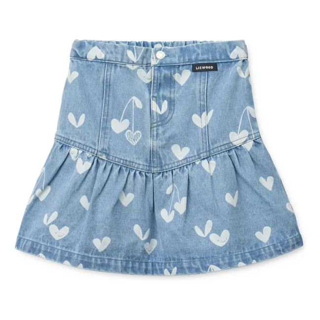Dayla Denim Skirt Hearts | Light Blue