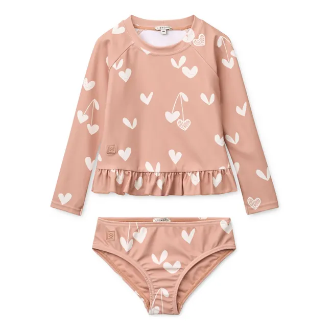 Dagny Coeurs Recycled Fiber UV Protection T-Shirt and Brief Set | Pink