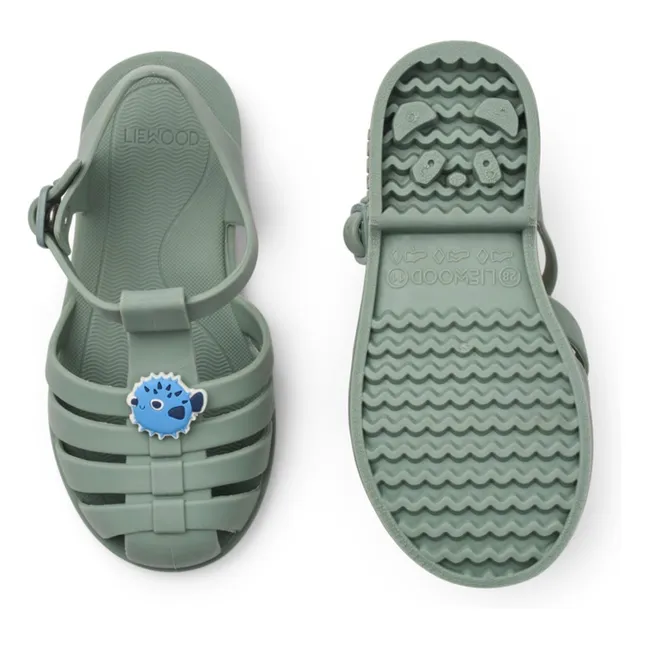 Sandales Bre Charms Poisson-Globe | Vert kaki