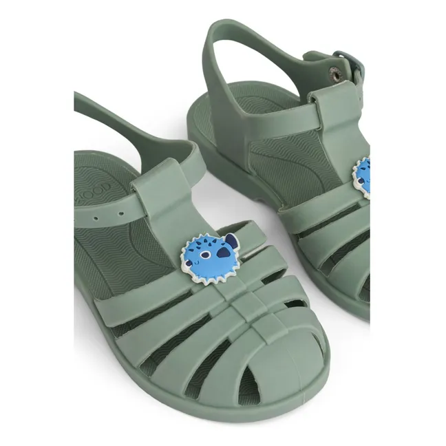 Sandales Bre Charms Poisson-Globe | Vert kaki