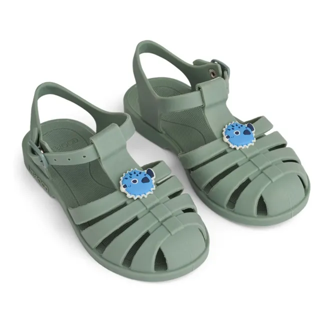 Sandales Bre Charms Poisson-Globe | Vert kaki