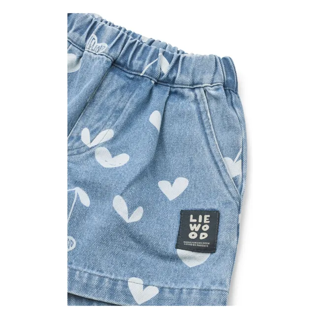 Short Denim Borrisa Cœurs | Bleu