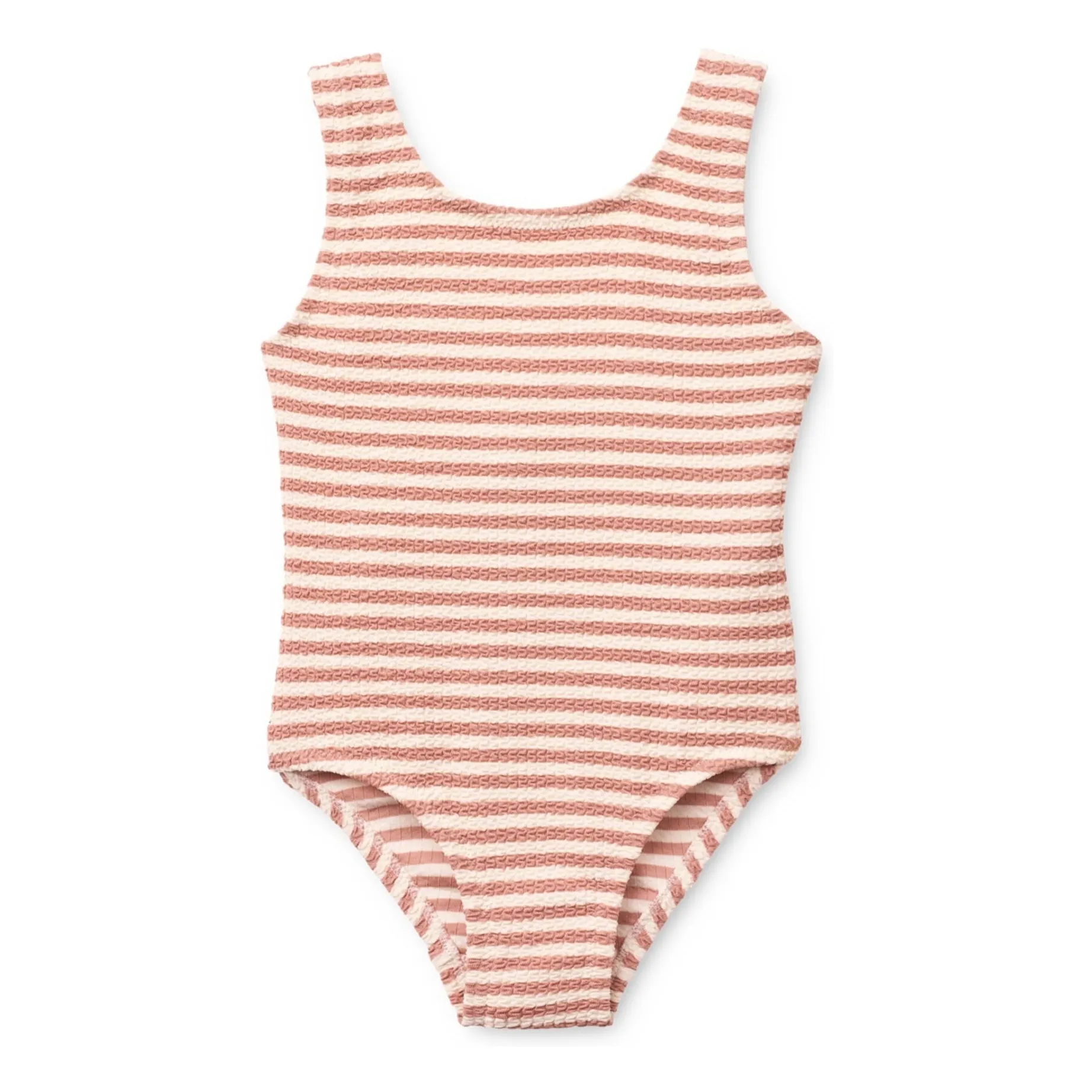 Liewood Dusty Pink Bianco Striped Swimsuit Textured Recycled Fibers