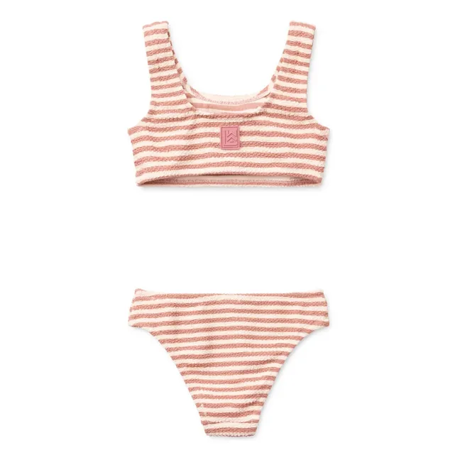 Maillot de Bain Bello Rayé Texturé Fibres Recyclées | Vieux Rose