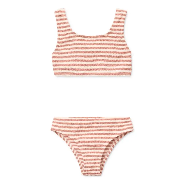 Maillot de Bain Bello Rayé Texturé Fibres Recyclées | Vieux Rose