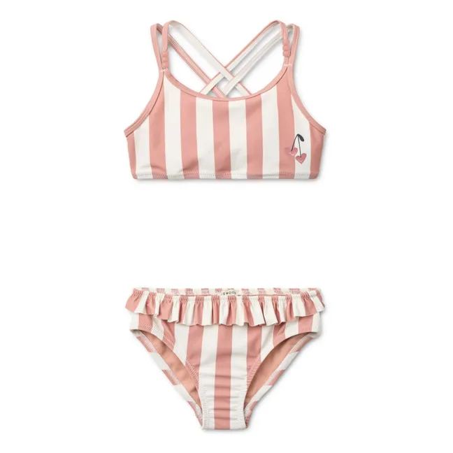 Maillot de Bain Belle Rayé Fibres Recyclées | Vieux Rose