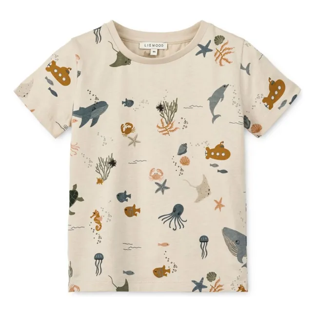 Camiseta de algodón ecológico Apia Fish | Beige