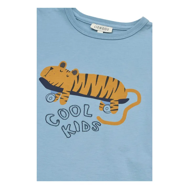 Camiseta de algodón ecológico Apia Tiger | Azul- Imagen del producto n°3