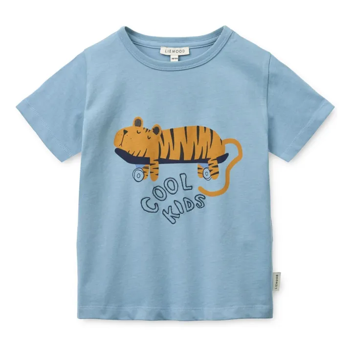 Camiseta de algodón ecológico Apia Tiger | Azul- Imagen del producto n°0
