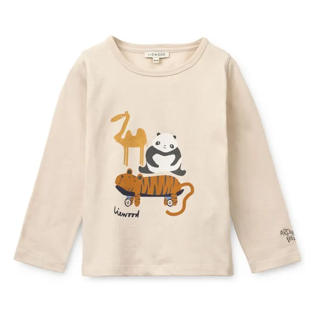 Camiseta de algodón orgánico Apia Animals | Crudo