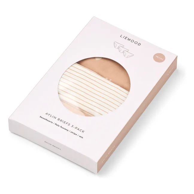 3er-Pack Slips Aylin Herzchen Bio-Baumwolle | Rosa