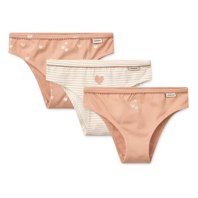 3er-Pack Slips Aylin Herzchen Bio-Baumwolle | Rosa