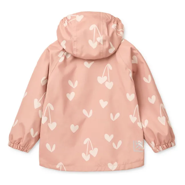 Set de lluvia de fibra reciclada Pedia Coeurs | Rosa pálido