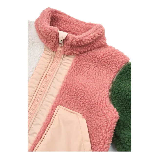 Chaqueta Sherpa de fibra reciclada Noam Colorblock | Rosa