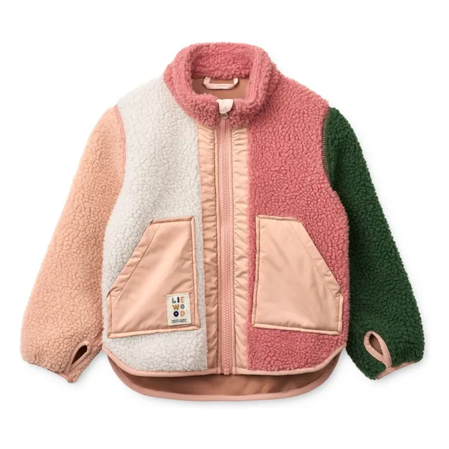 Noam Colorblock Recycled Fiber Sherpa Jacket | Pink