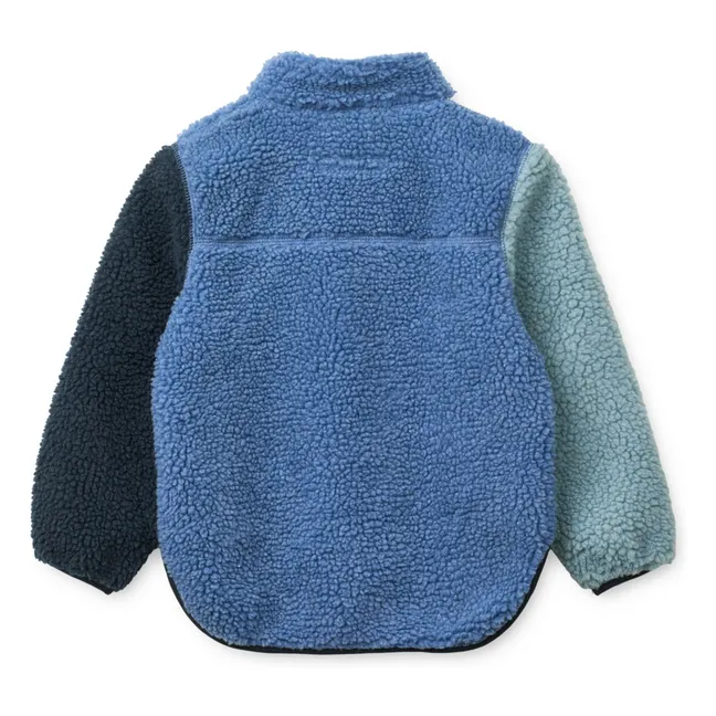 Chaqueta Sherpa de fibra reciclada Noam Colorblock | Azul