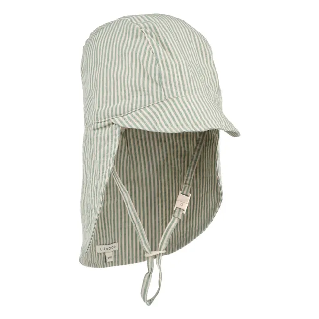 Cecilia organic cotton striped hat | Green