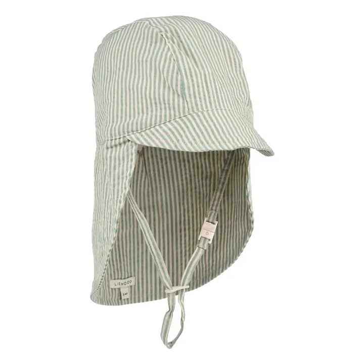 Gorro a rayas de algodón ecológico Cecilia | Verde- Imagen del producto n°0