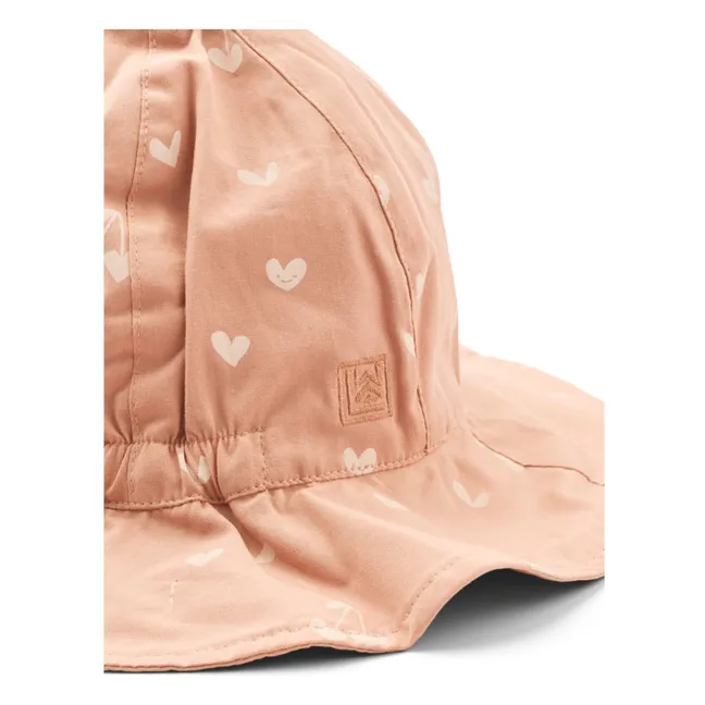 Chapeau Réversible Amélia Cœurs Coton Bio | Rose