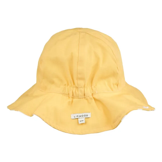 Chapeau Réversible Amélia Fleurs Coton Bio | Jaune