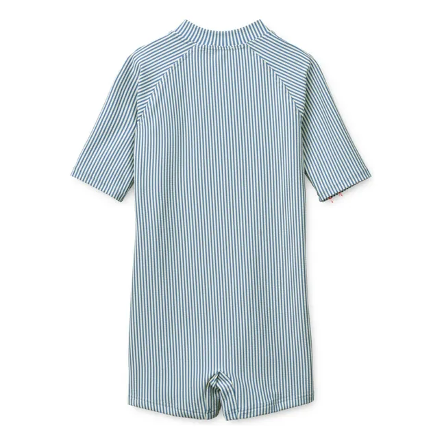 Combinaison de Bain Anti-UV Max Rayée Seersucker Fibres Recyclées | Bleu
